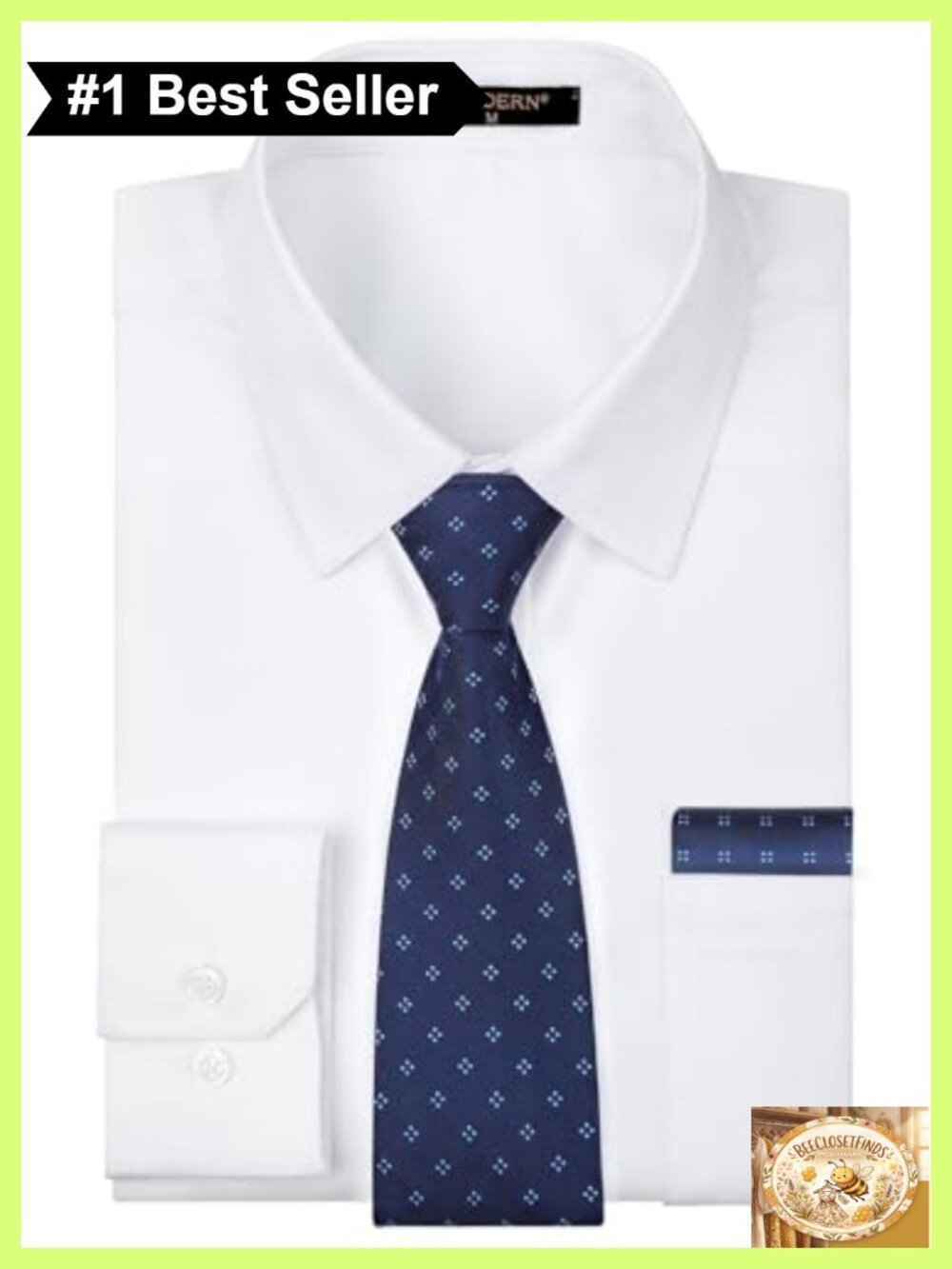Mens Dress Shirt and Tie Set Classic Button Down Long Sleeve Fitted Formal
